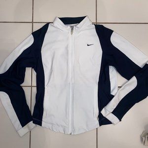 Nike Dry Fit Zip Up Navy and White